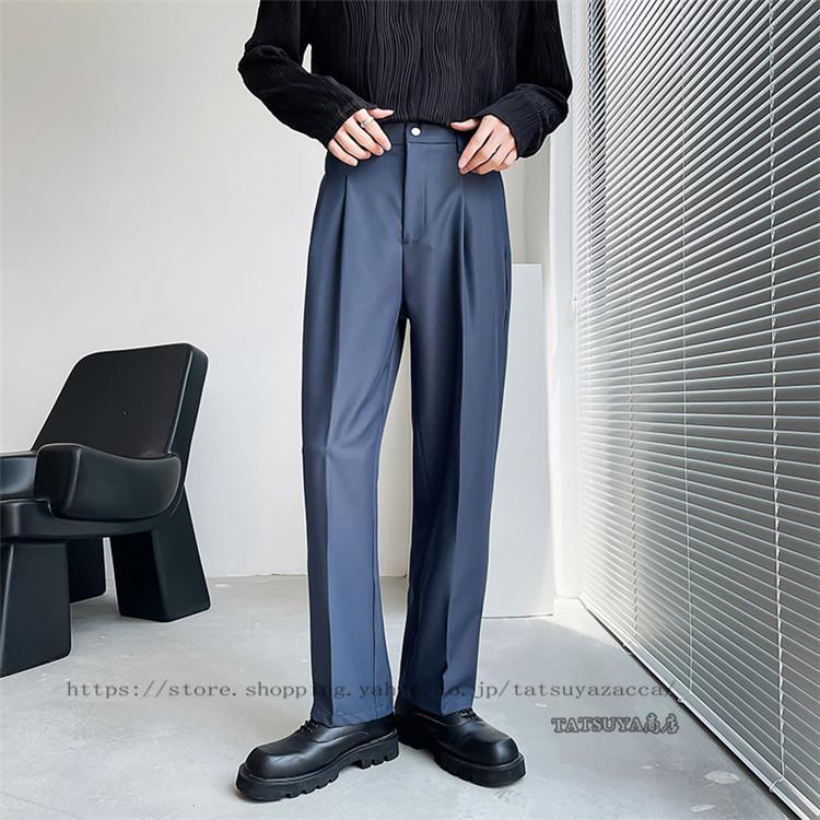 スラックス メンズ カジュアルスラックス ワイドパンツ ズボン 無地 ゆったり ファッション人気 美脚 裾上済み 通勤ワイドルーズ 秋冬韓国風 新作 売れ筋がひクリスマスプレゼント