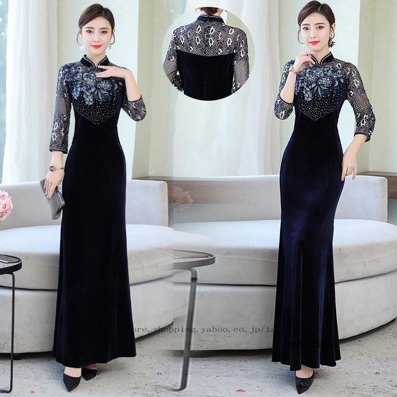パーティードレス結婚式 チャイナドレス風ワンピー 長袖チャイナドレス 大きいサイズ チャイナ風 上品 気質 チャイナドレス服 着やせ 代30代40代 春夏 21litwlifu0158 Tatsuya商店 通販 Yahoo ショッピング
