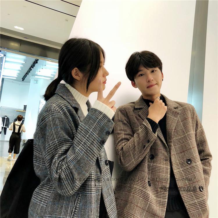 ペアルック ブレザー テーラードジャケット ジャケット 男女 千鳥格子 カップル 洋服 かっこいい 韓国風 テーラード カジュアル プレゼント 秋冬新作 21litxifu0055 Tatsuya商店 通販 Yahoo ショッピング