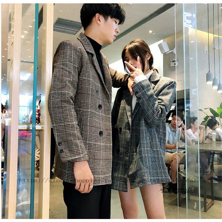 ペアルック ブレザー テーラードジャケット ジャケット 男女 千鳥格子 カップル 洋服 かっこいい 韓国風 テーラード カジュアル プレゼント 秋冬新作 21litxifu0055 Tatsuya商店 通販 Yahoo ショッピング