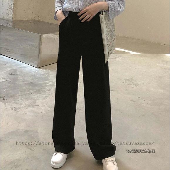 ワイドパンツ レディース 春 夏 ワインレッド ブラック ハイウエスト