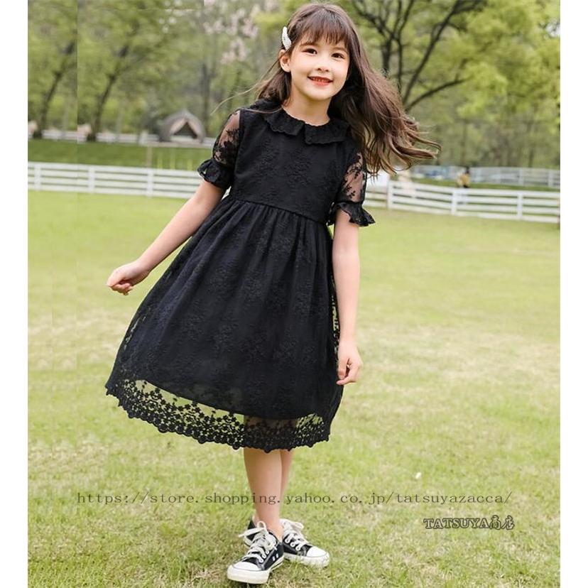 女の子 レースワンピース 黒 フォーマル お出かけ 子供 ドレス 子ども 1 130 140 150 160cm キッズドレス 長袖 半袖 ワンピースドレス 七五三 結婚式 入学式 Coop Tatsuya商店 通販 Yahoo ショッピング