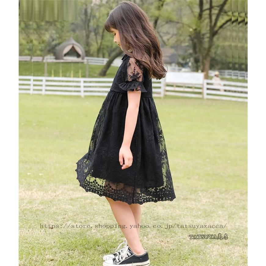 女の子 レースワンピース 黒 フォーマル お出かけ 子供 ドレス 子ども 1 130 140 150 160cm キッズドレス 長袖 半袖 ワンピースドレス 七五三 結婚式 入学式 Coop Tatsuya商店 通販 Yahoo ショッピング