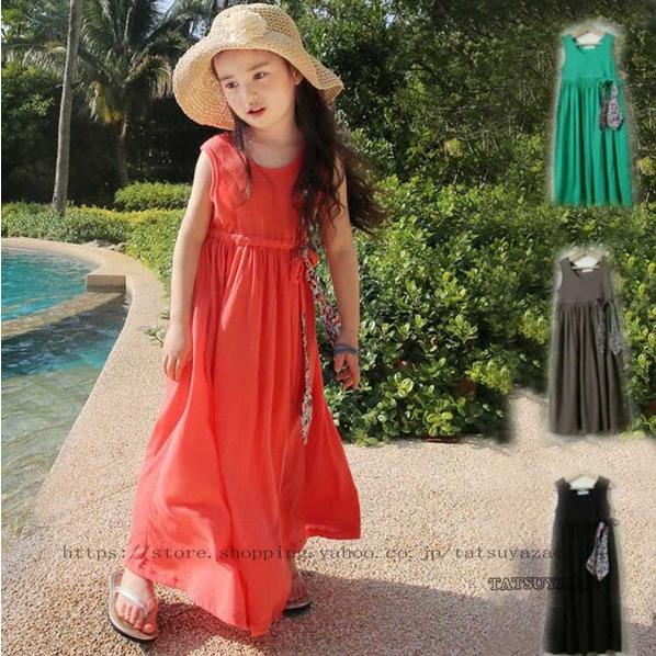 親子ペア ワンピース 子供服 ノースリーブ ワンピース マキシ丈 無地 ワンピース 女の子 親子服 キッズ 夏 海 ナチュラル ビーチ ワンピース リゾート Coop Tatsuya商店 通販 Yahoo ショッピング