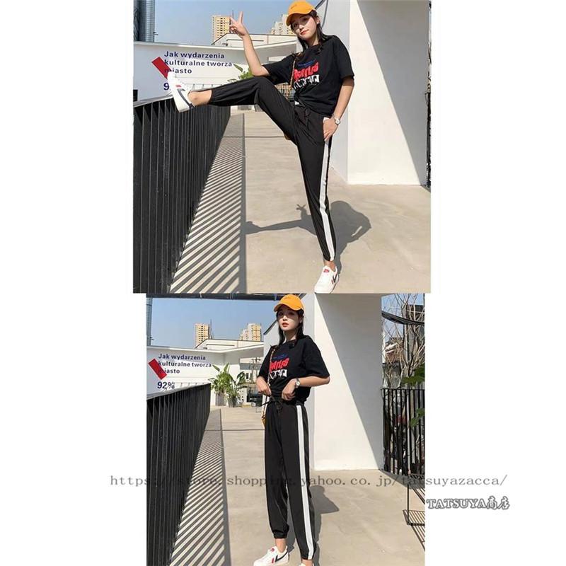 レディース ジャージ 下 パンツ サイドライン ズボン スウェット ジョガーパンツ おしゃれ 大きいサイズ 6色 春夏 カジュアル シンプル ワイド スポーツウェア セール価格
