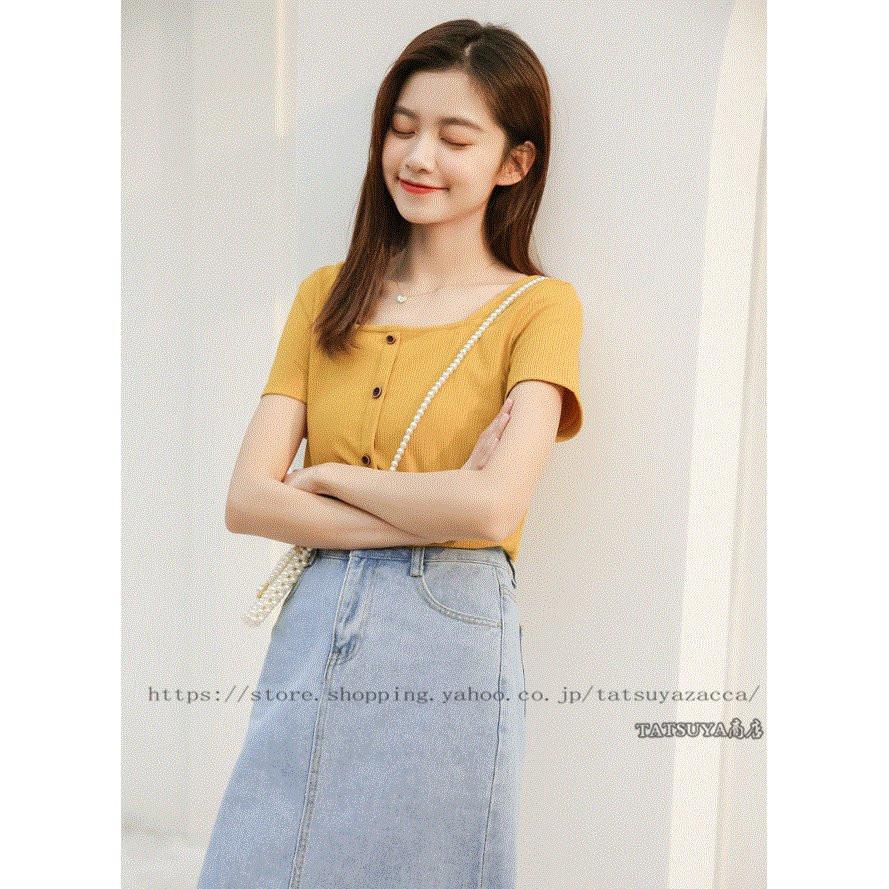 トップス レディース 夏 カットソー 半袖 夏服 オフィスカジュアル おしゃれ かわいい 10代 代 ティーンズファッション 中学生 女子 私服 韓国 Copu Tatsuya商店 通販 Yahoo ショッピング