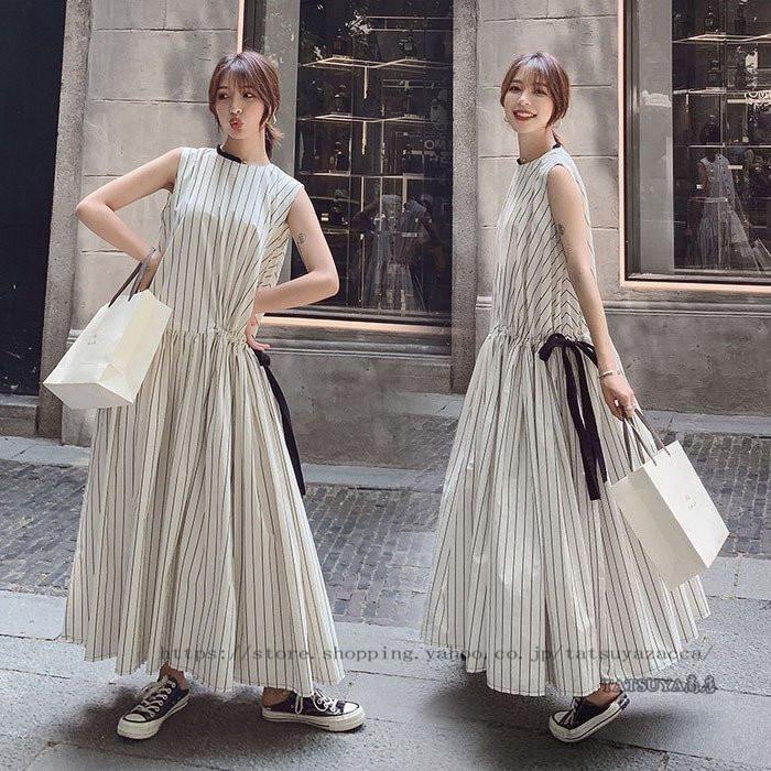 ワンピース レディース 40代 マキシワンピース 夏 リネンワンピース ストライプ柄綿麻aラインスカート ゆったり きれいめ オシャレ韓国風 上品 通勤 着痩せ Copu Tatsuya商店 通販 Yahoo ショッピング
