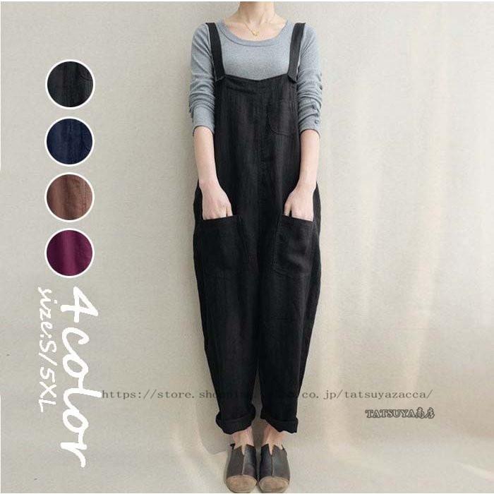 サロペット オーバーオール レディース ワイトパンツ 薄手 ロングパンツ ゆったり ボトムス 大きいサイズ カジュアル 安い 春夏 30代40代50代 オシャレ 着痩せ 無料長期保証