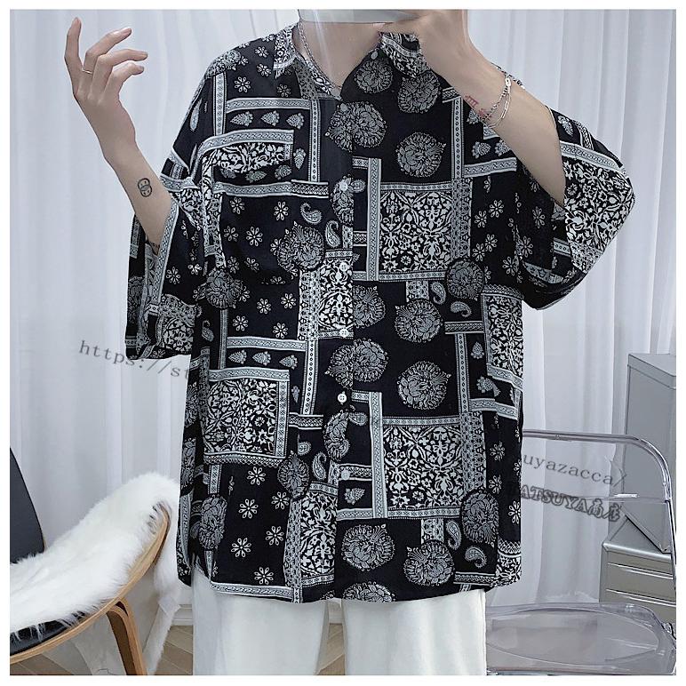 限定Ｗ特典付属 【G.M.A.】総柄シャツ 薄手 綿100 ペイズリー 花柄