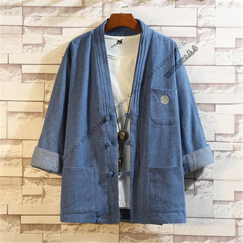 メンズ 羽織 七分袖 デニムジャケット 和風 浴衣風 ジージャン Gジャン カーディガン カジュアルコート ゆったり Xq Tatsuya商店 通販 Yahoo ショッピング