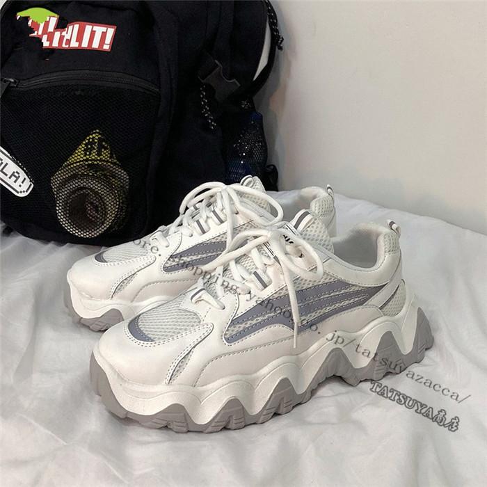 ダッドスニーカー メンズ 厚底スニーカー シューズ ボリューム 厚底 光る 韓国ファッション 靴 白スニーカー Xq Tatsuya商店 通販 Yahoo ショッピング
