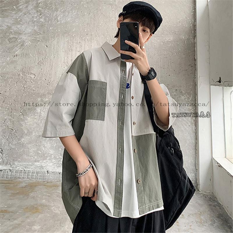 正規逆輸入品 メンズファッション メンズ 半袖シャツ 通勤 通学 カジュアルシャツ ビジネス 開襟シャツ 薄手 おしゃれ 夏 トップス 10代 代 30代 ホンコンファッション Honeymoon Style