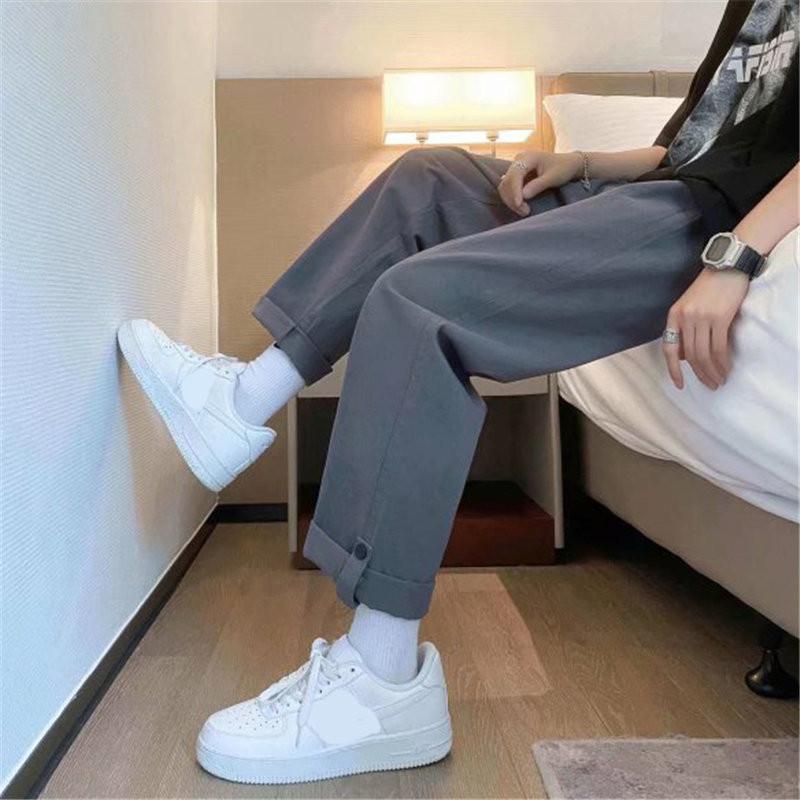 日本メーカー新品 長ズボン メンズ 春夏服 韓国ファッション ワイドルック ストレートパンツ カジュアル 九分丈 高校生 大学生 通勤通学 ウエストゴム 代 30代 40代 カッコイイ Fxlabsplus Com