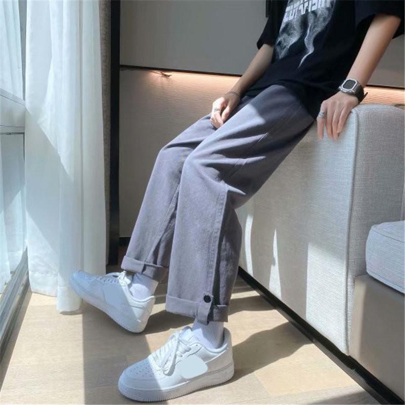 日本メーカー新品 長ズボン メンズ 春夏服 韓国ファッション ワイドルック ストレートパンツ カジュアル 九分丈 高校生 大学生 通勤通学 ウエストゴム 代 30代 40代 カッコイイ Fxlabsplus Com