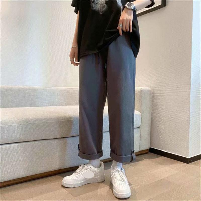 日本メーカー新品 長ズボン メンズ 春夏服 韓国ファッション ワイドルック ストレートパンツ カジュアル 九分丈 高校生 大学生 通勤通学 ウエストゴム 代 30代 40代 カッコイイ Fxlabsplus Com