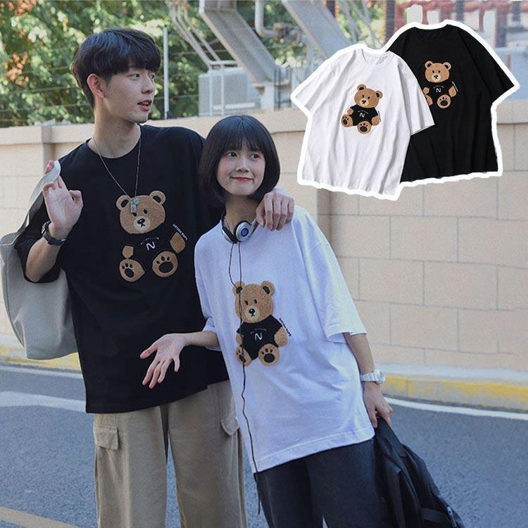 ペアルック カップル シャツ クマ柄 可愛い カップル お揃い 夏 韓国 カップル ペアルック シンプル トップス ペア カジュアル きれいめ カップル おそろい ユニ Tatuho0607 Nasr8 達帆ショップ 通販 Yahoo ショッピング