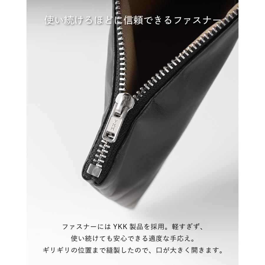 ポーチ 本革 小物入れ Mサイズ 薄型 無地 レザーポーチ ペンケース