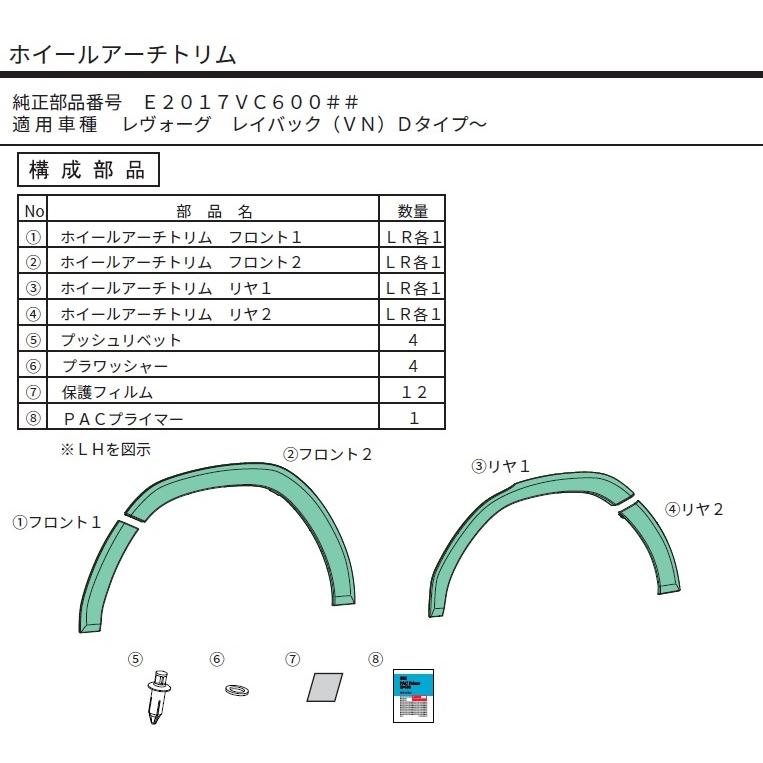 2017VC600V2【スバル純正】ホイールアーチトリム ブラックカラード