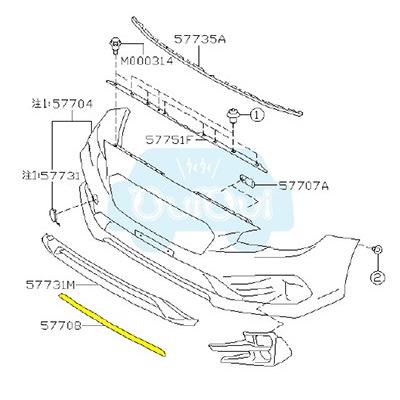 SUBARU純正新品　レボーグVM4フロントバンパーモール 57708VA000 SUBARU（スバル） 57708VA000【スバル】フロントバンパー用