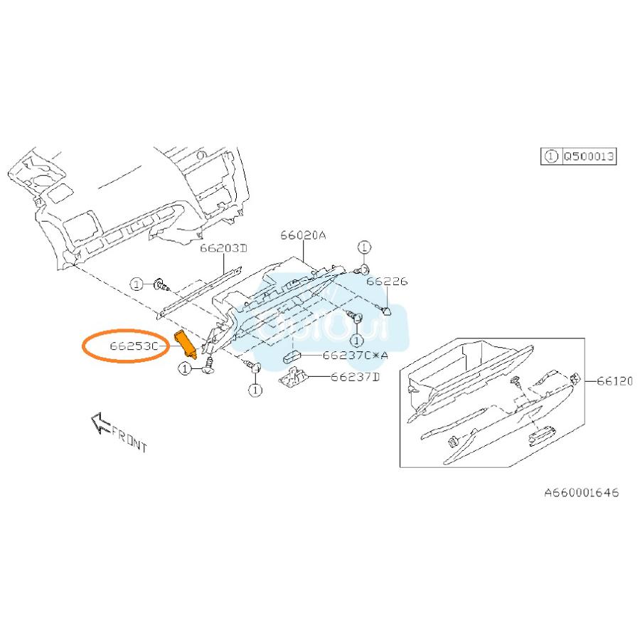 66253VA000【スバル純正】ダンパー ポケット/グローブボックス用