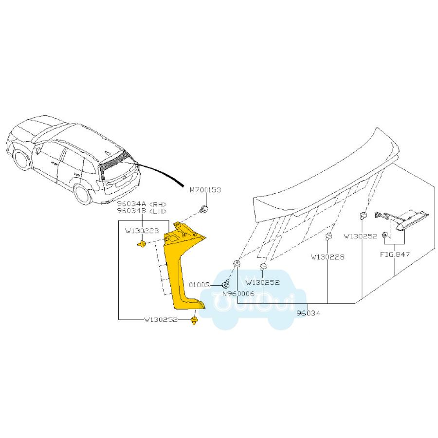 96031SJ070(右)　96031SJ080(左)ルーフスポイラー　サイド※補修用部品※左右セットフォレスター(SK)C型用　X-BREAK標準装備品