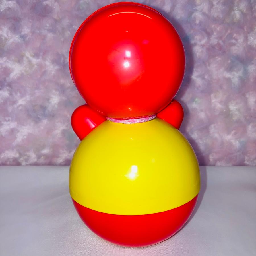 起き上がりこぼし 動物柄／赤／黄 レトロ風 おきあがりこぼし