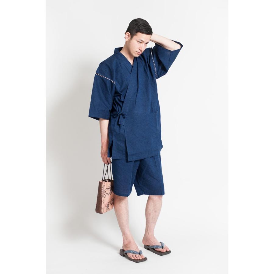 紬甚平 送料無料 甚平 メンズ 大きいサイズ しじら織り 和柄 上下