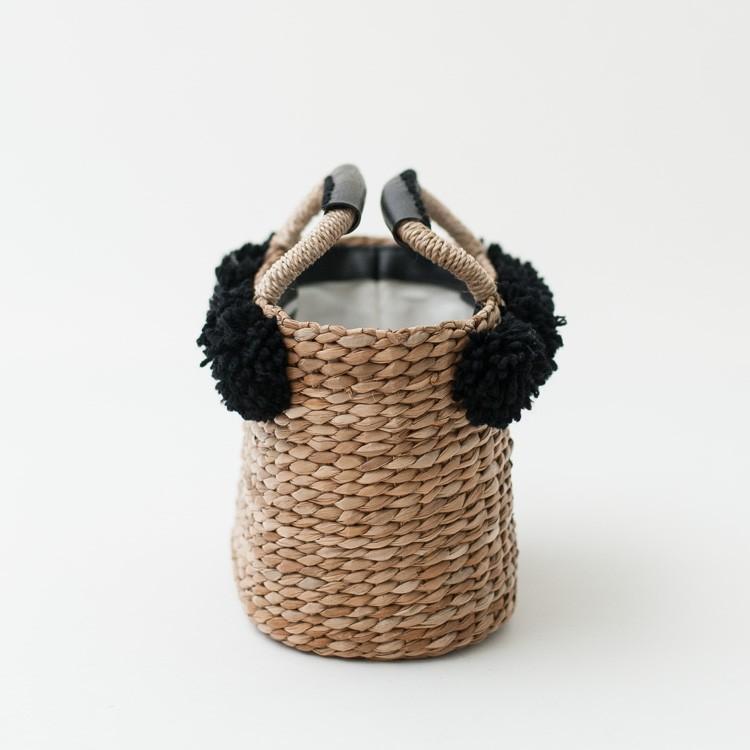 かごバッグ カゴバッグ レディース バンクアン 巾着 ポンポン付き