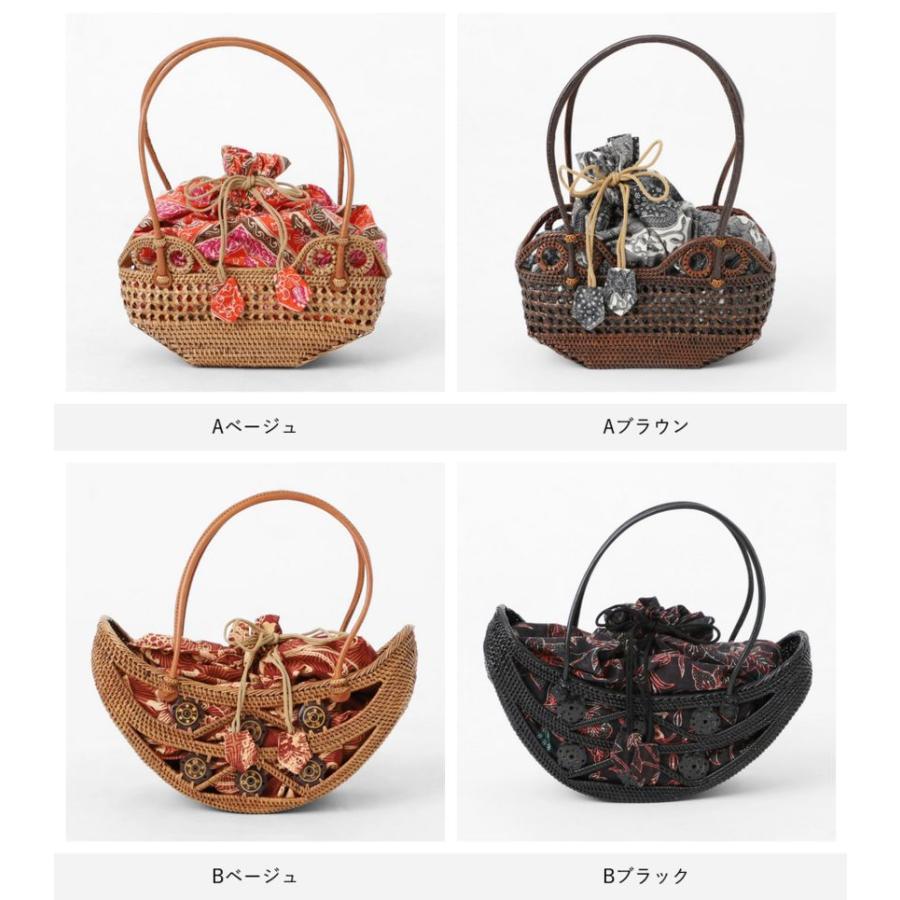 アタバッグ かごバッグ 舟形 浴衣 巾着付き 大人 レディース
