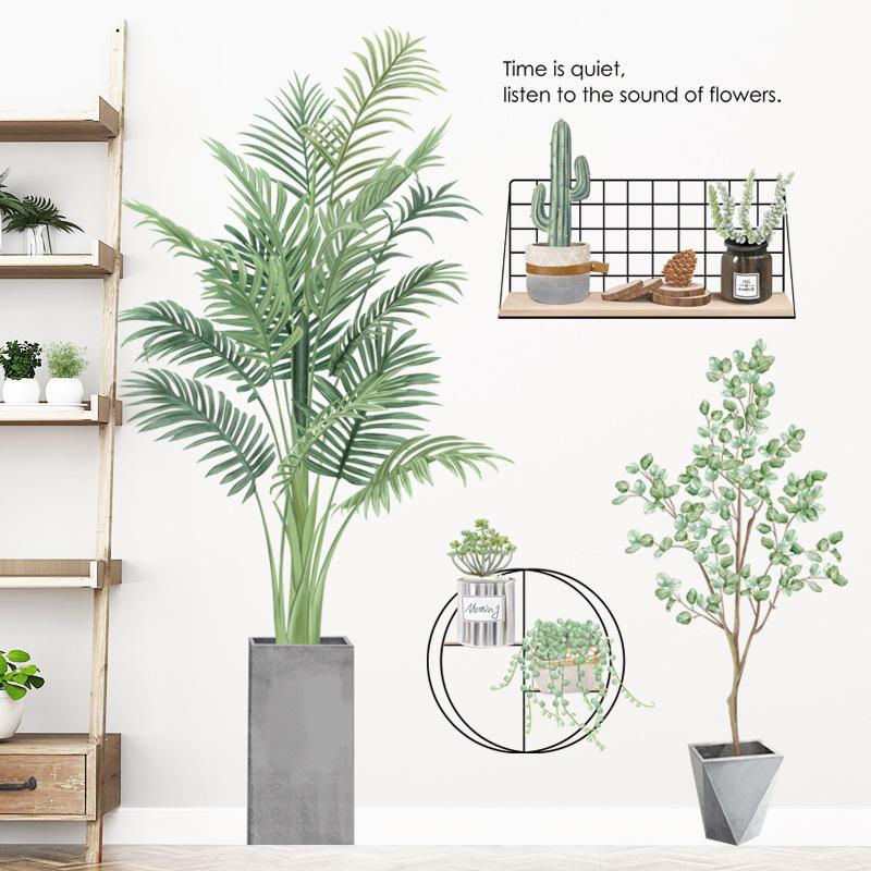 最も ウォールステッカー新作 観葉植物ボタニカル多肉植物diy壁紙フォトジェニック Aynaelda Com