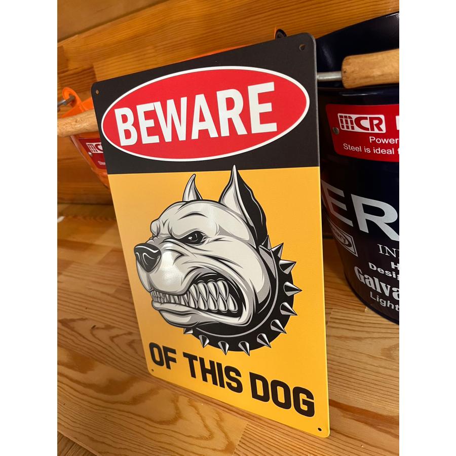 ブリキ看板　犬に注意 BEWARE OF DOG ペット持ち込み禁止 警告　猛犬注意　20cm×30cm アメリカ USA｜tazan｜17