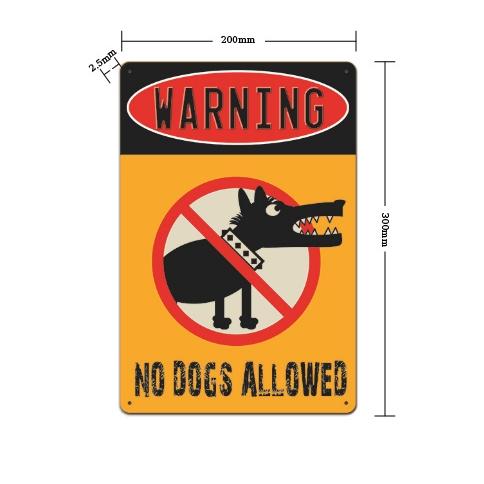ブリキ看板　犬に注意 BEWARE OF DOG ペット持ち込み禁止 警告　猛犬注意　20cm×30cm アメリカ USA｜tazan｜20