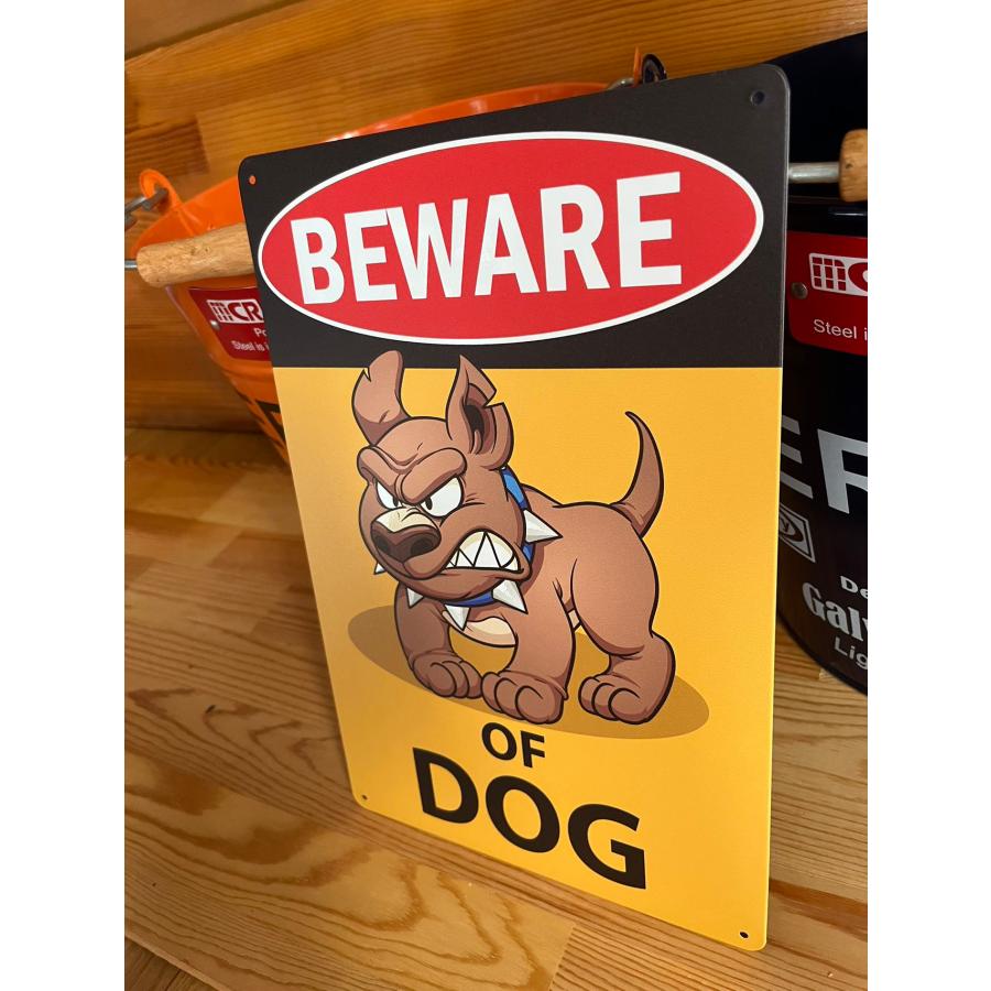 ブリキ看板　犬に注意 BEWARE OF DOG ペット持ち込み禁止 警告　猛犬注意　20cm×30cm アメリカ USA｜tazan｜13