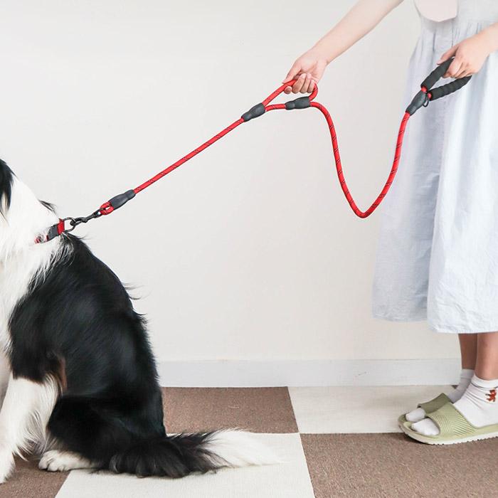 犬 リード 犬用 ダブルハンドル しつけ犬リード 持ち手2個 中型犬 大型