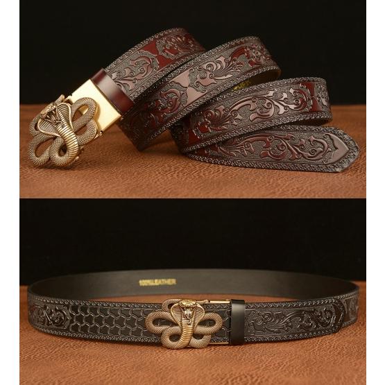 メンズ ベルト オートロックベルト 本革 自動ロックベルト 穴無し