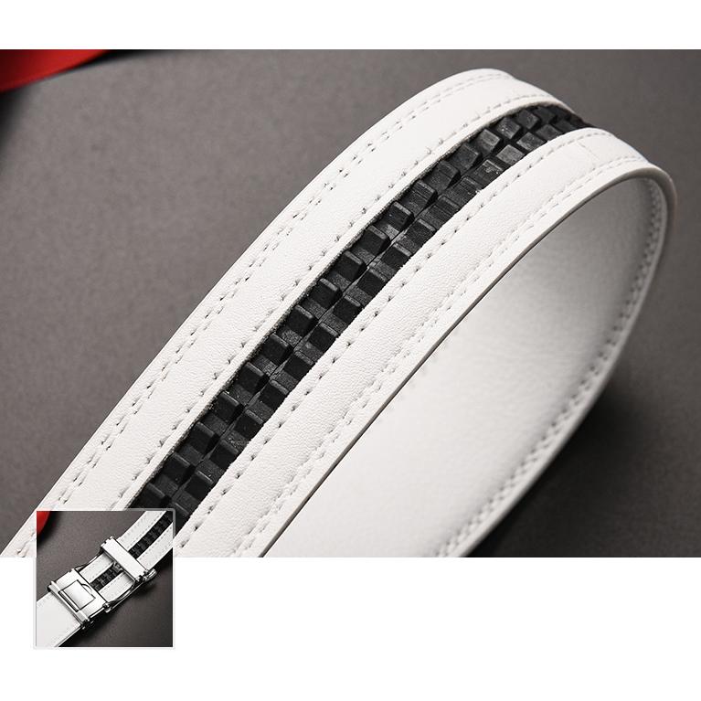 メンズ ベルト ホワイト 白革 本革 オートロックベルト 自動ロック