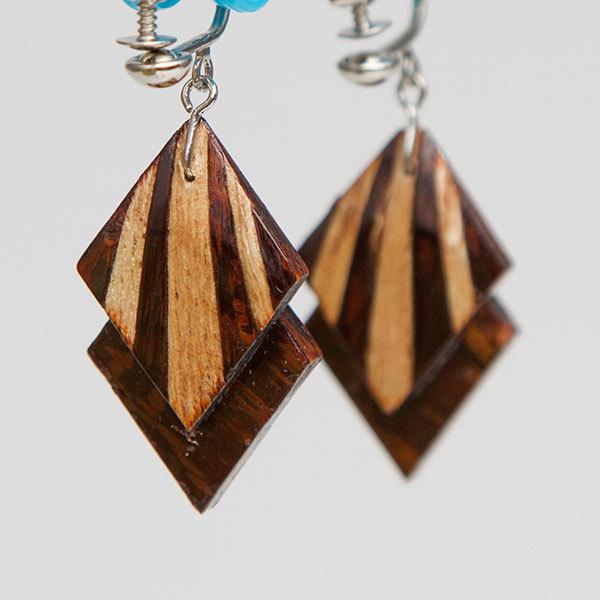 桜皮細工ラインペンダント小＆イヤリングセット : 田沢湖・角館商店