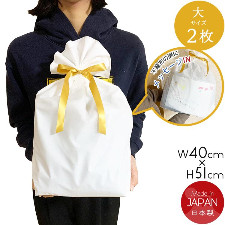ギフトラッピング袋 大サイズ リボン付き ５枚セット 梨地 不織布 2層袋 白 プレゼント用 父の日 記念 日 ビニール袋 Bagl002 Tbヤフー店 通販 Yahoo ショッピング