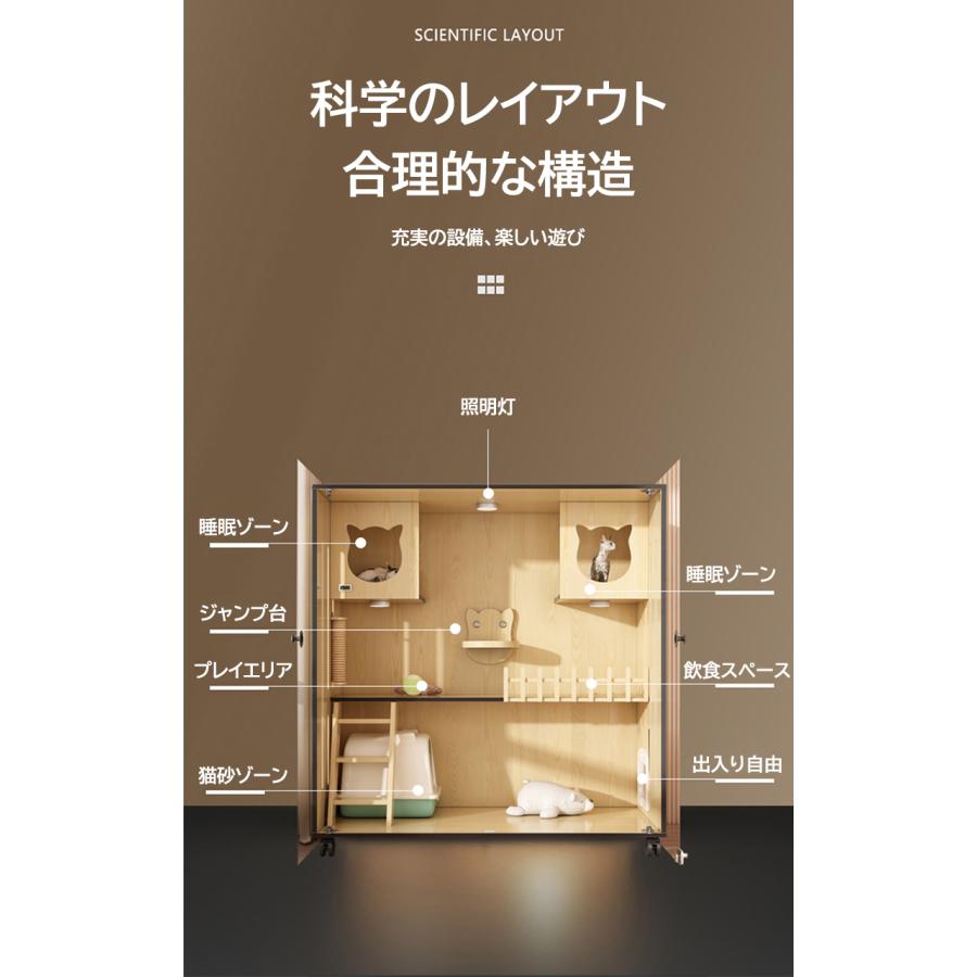 《送料込》 猫 ケージ 3段 木製 キャットケージ 大型 おしゃれ 透明ガラスドア キャスター 猫ゲージ 保護 脱走防止 留守番 組立簡単 室内飼い 幅60cm*奥行60cm*高さ120cm 【PET6383246212】(23162円)