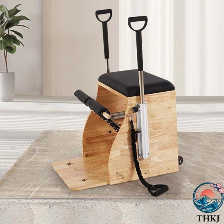 ピラティスチェア プロチェア器具 ヨガ ピラティス フィットネス THKJ トレーナー ハンドル付きスプリットペダル安定性コンボチェア おしゃれ 空間になじむの画像