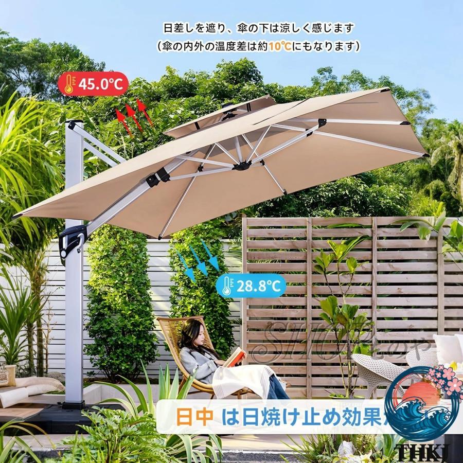 風に強い 大型ガーデンパラソル 強化八骨 THKJ 二重吊り構造 250cm/300cm 耐候性アルミ合金 使いやすい おすすめ 人気 注目アイテム 便利グッズ 人気アイテム_6