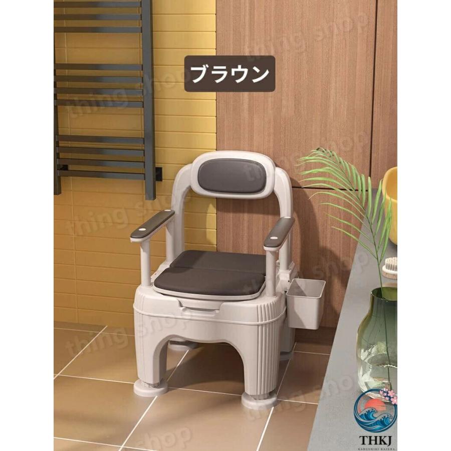 調節可能大人用移動便器 トイレチェア THKJ 家庭用 ポータブル 簡易便器 4 段階肘掛け おしゃれ 空間になじむ おすすめ お部屋になじむ 暮らしを彩るの画像