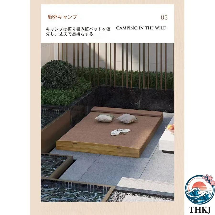 アコーディオンベッド ペーパーベッド シングル 組み立て 簡単 THKJ マットレス付き 伸縮式 隙間収納 シンプル 撥水加工 紙製ベッド 省スペース 整理しやすい_13