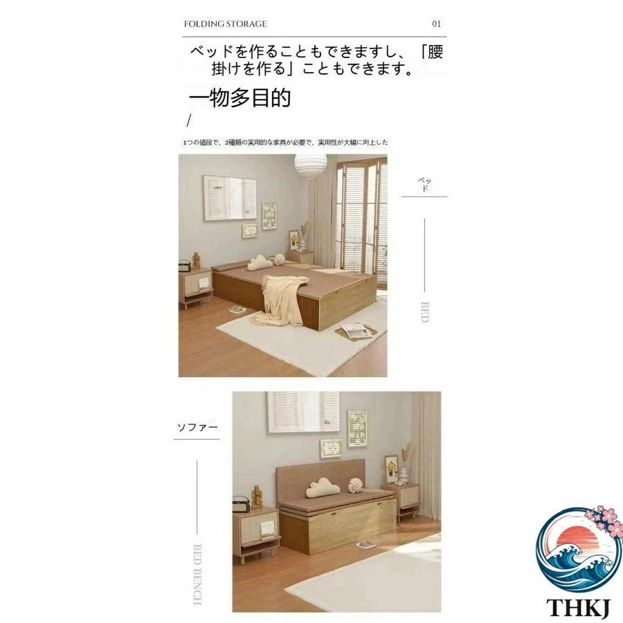 アコーディオンベッド ペーパーベッド シングル 組み立て 簡単 THKJ マットレス付き 伸縮式 隙間収納 シンプル 撥水加工 紙製ベッド 省スペース 整理しやすい_6