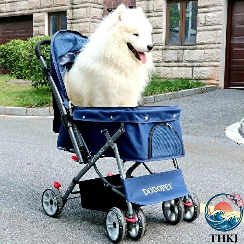 ペットカート 小型犬 大型犬 カート 犬用ベビーカー 折りたたみ THKJ 犬 猫 多頭 バギー 対面式 中型犬 犬猫兼用 四輪 360° 回 食べやすい お手入れ簡単_1