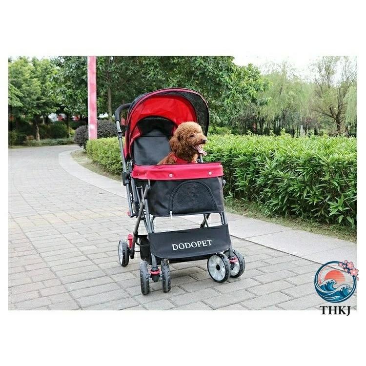 ペットカート 小型犬 大型犬 カート 犬用ベビーカー 折りたたみ THKJ 犬 猫 多頭 バギー 対面式 中型犬 犬猫兼用 四輪 360° 回 食べやすい お手入れ簡単_2
