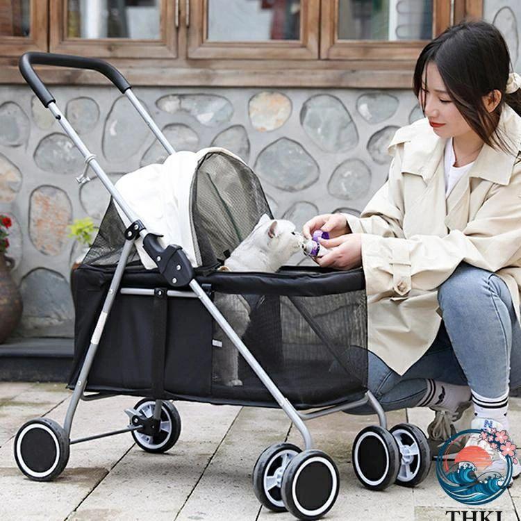 ペットカート 小型犬 中型犬 軽量 折りたたみ THKJ 猫 犬 バギー 多頭 カート ペットパギー 食べやすい お手入れ簡単 快適 ペットも快適 毎日のお世話に_11