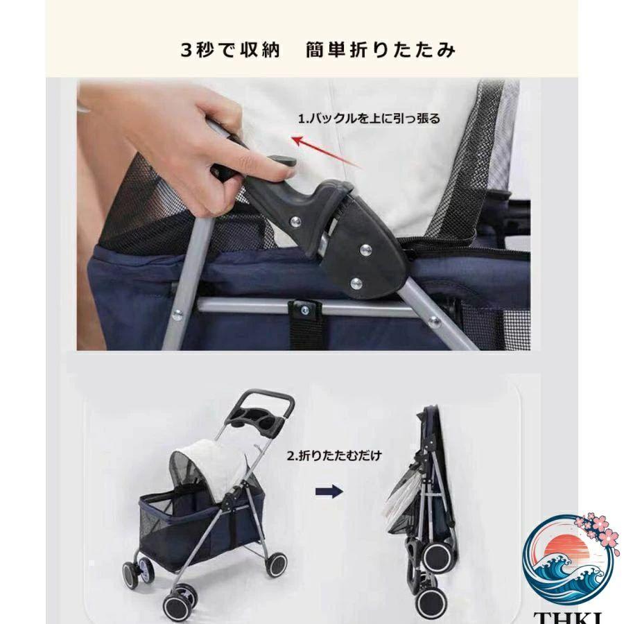 ペットカート 小型犬 中型犬 軽量 折りたたみ THKJ 猫 犬 バギー 多頭 カート ペットパギー 食べやすい お手入れ簡単 快適 ペットも快適 毎日のお世話に_6