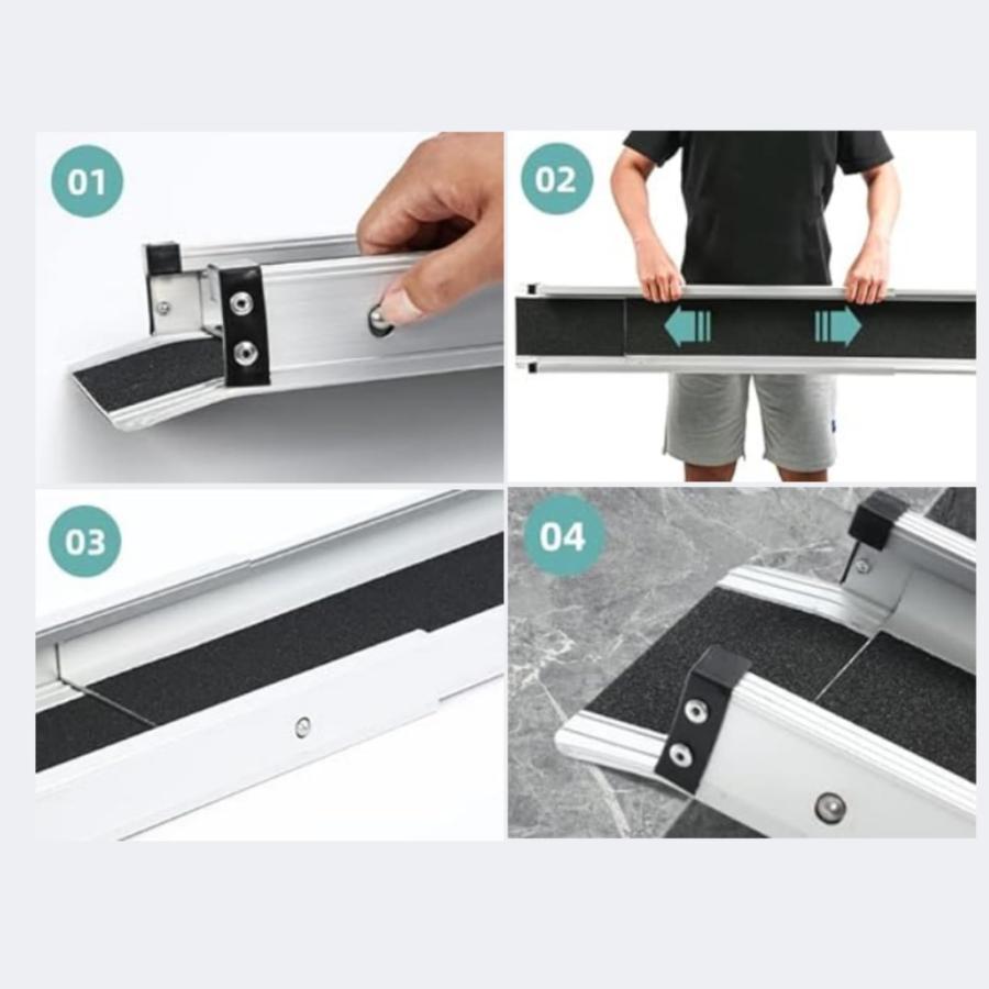 アルミスロープ伸縮（105-183CM） 耐荷300KG バッグ付き 2本セット Amazon.co.jp: 車椅子用スロープ、300kgまでの車椅子用アルミ製