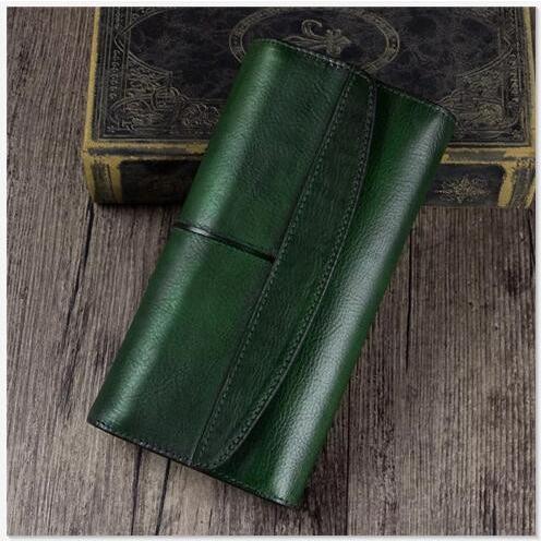 財布レディースヴィンテージデザイナー本革の女性のクラッチ財布牛皮黒緑色女性大つ折り財布女性ロングカード財布 緑 Nmf002 1704 Tbirds 通販 Yahoo ショッピング